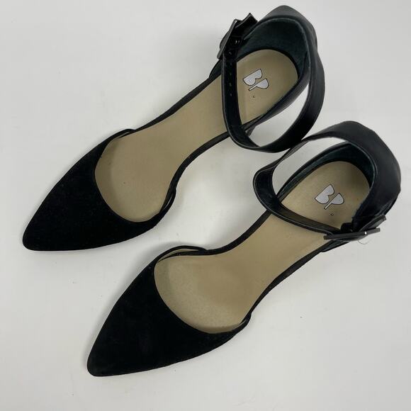 Nordstrom BP Black Suede D'Orsay Ankle Strap Pumps (7.5) - Picture 2 of 10